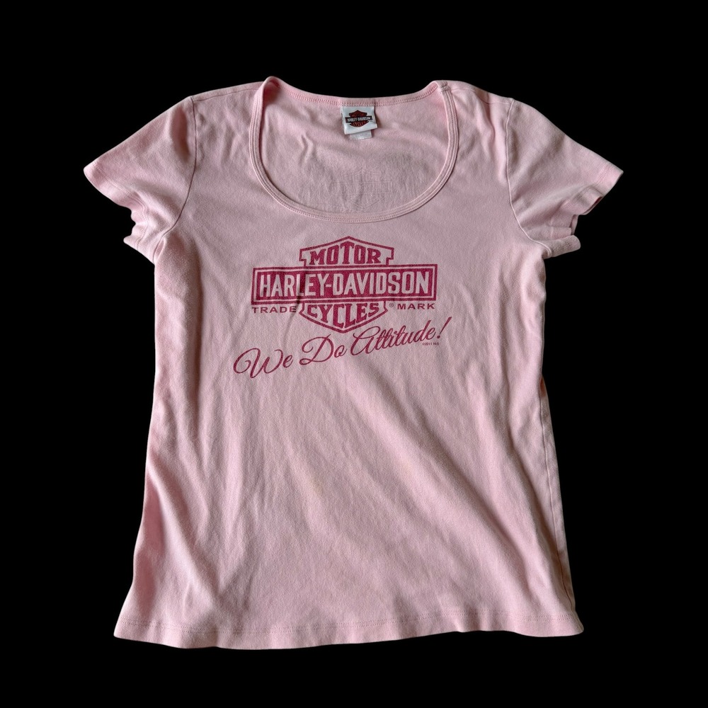 Y2K Harley-Davidson XL Pink T-Shirt Ft Myers Florida 2011 Scoop Neck Mcbling